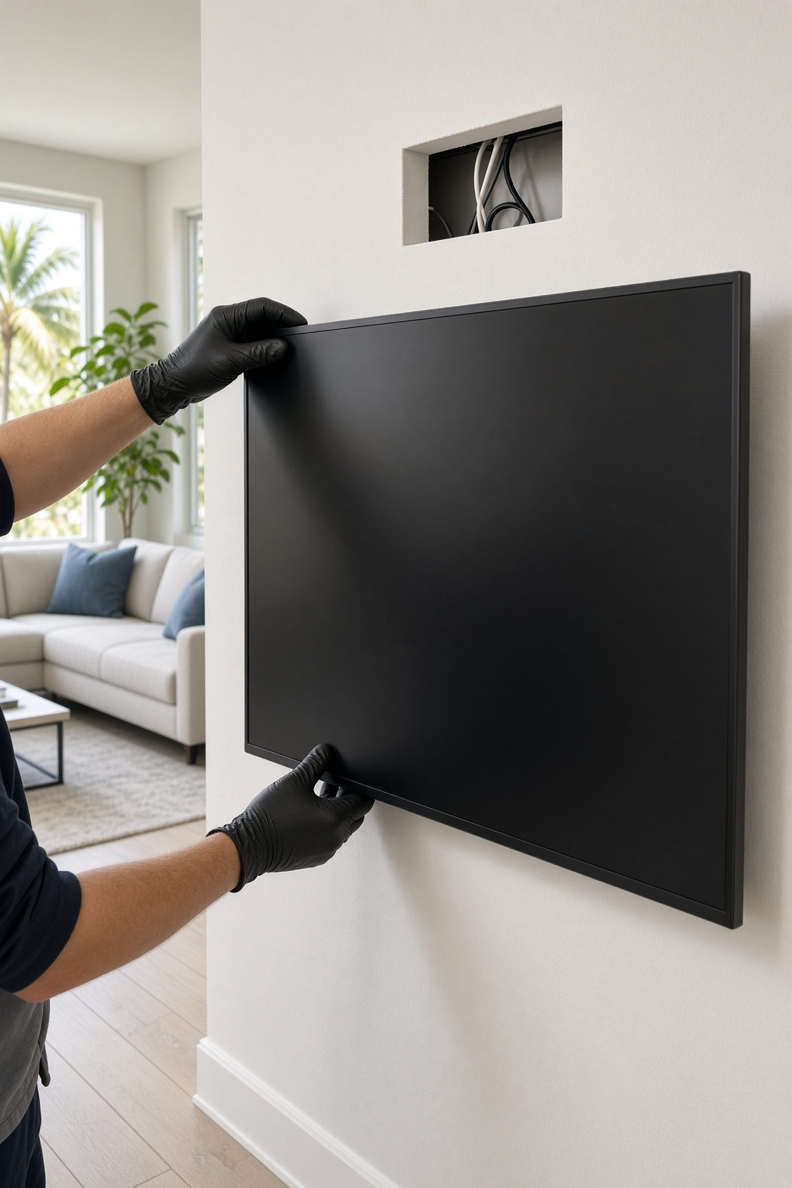 Floating TV mount with cable hide, Orlando